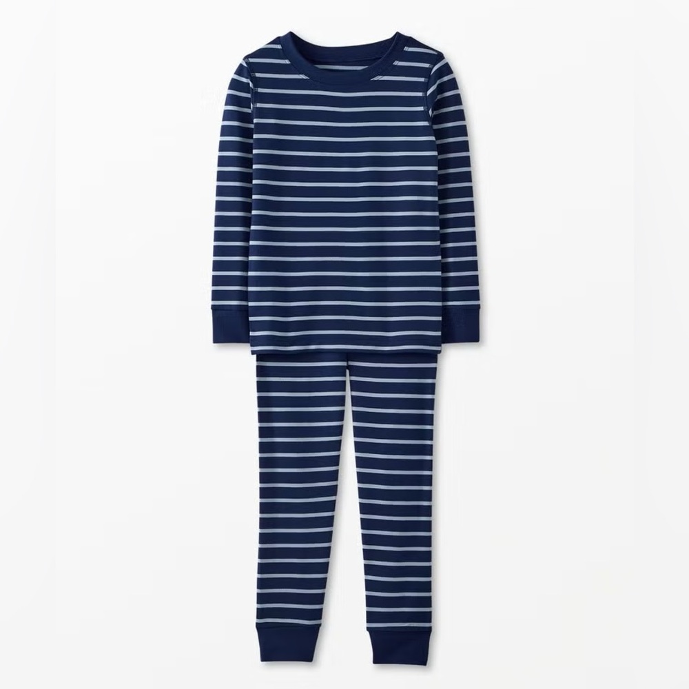 Hanna Andersson Navy & White Stripe Pjs size 8